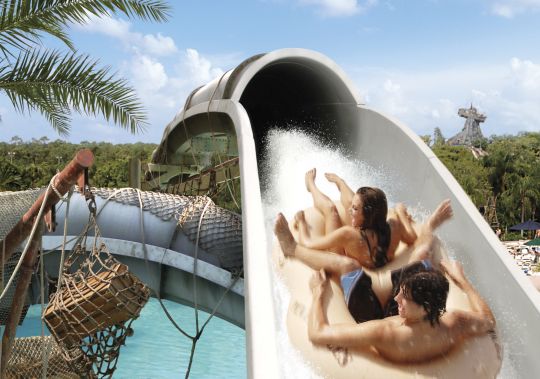 The Crush ’n’ Gusher is a waterslide ride at Typhoon Lagoon waterpark at Disney. Groups get discount tickets for Typhoon Lagoon with Orlando Group Getaways.
