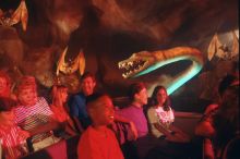 Guests on the Universe of Energy ride at the EPCOT theme park.