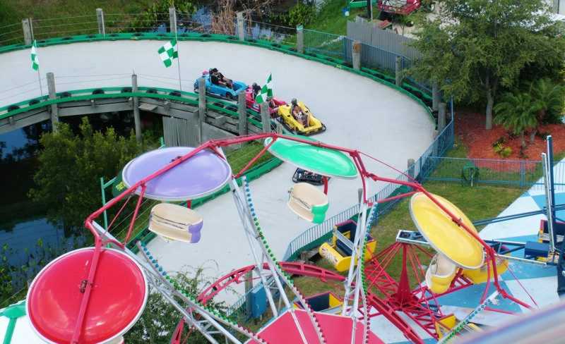 A view of rides at the funspot action park. get group discounts for armbands.